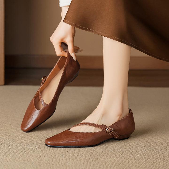 Izla Genuine Leather Mary Jane Flats