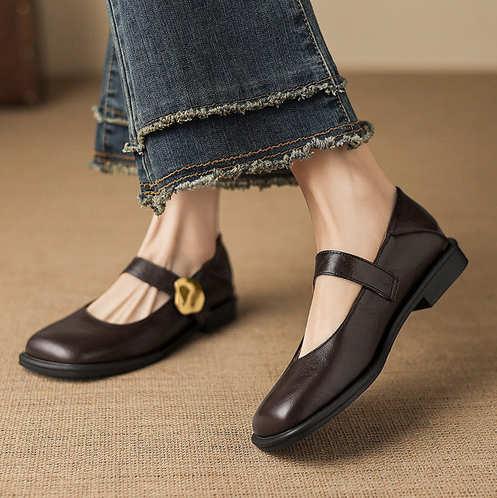 Tiara Mary Jane Leather Flats