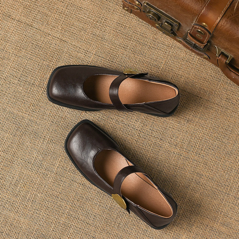 Tiara Mary Jane Leather Flats