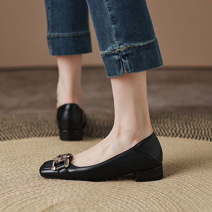 Roxy Premium Leather Square Toe Heels