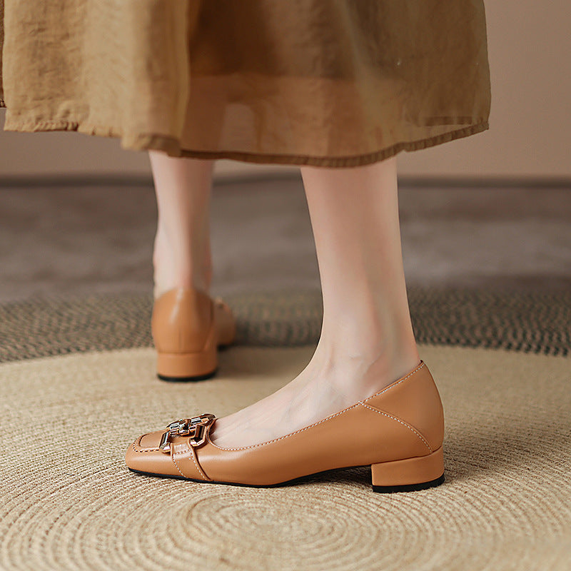Roxy Premium Leather Square Toe Heels