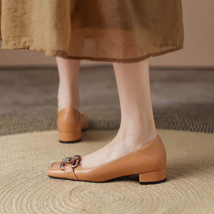 Roxy Premium Leather Square Toe Heels