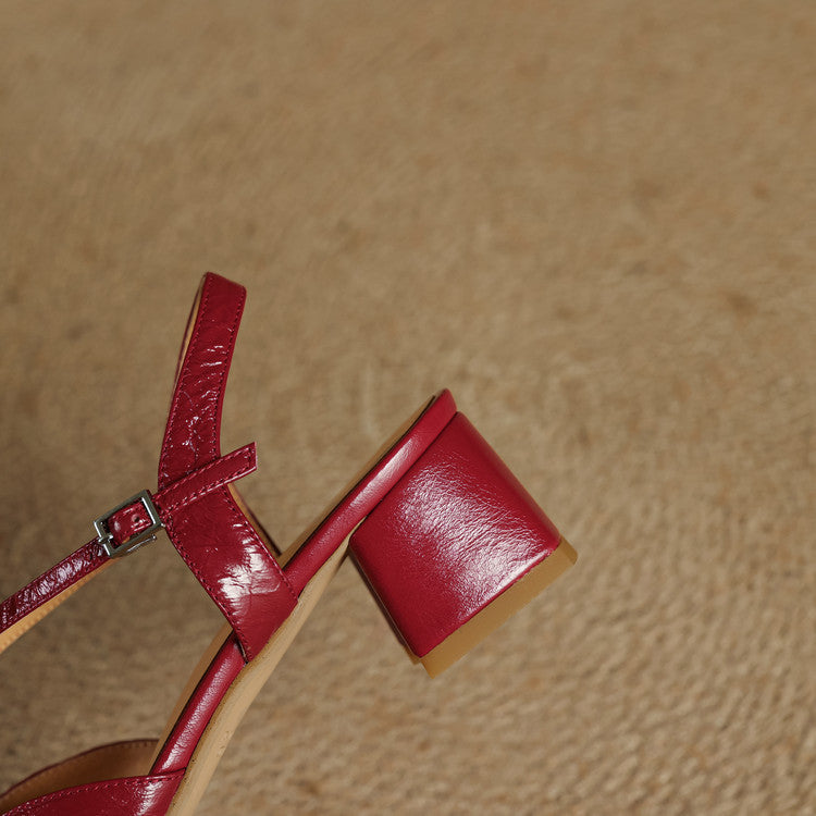 Elsen Genuine Leather Crisscross Strap Heels