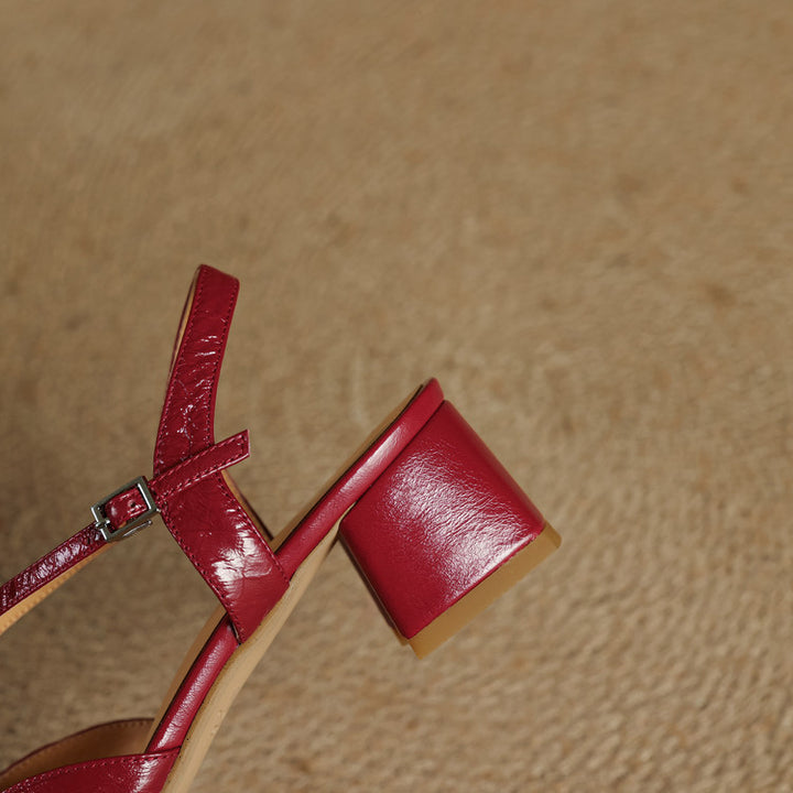 Elsen Genuine Leather Crisscross Strap Heels