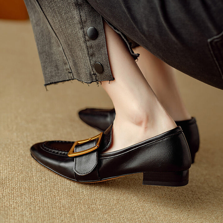 Zaria Buckled Genuine Leather Loafers