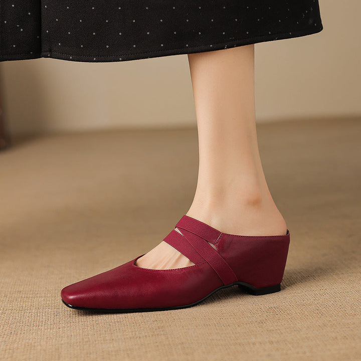 Ovela Genuine Leather Mules