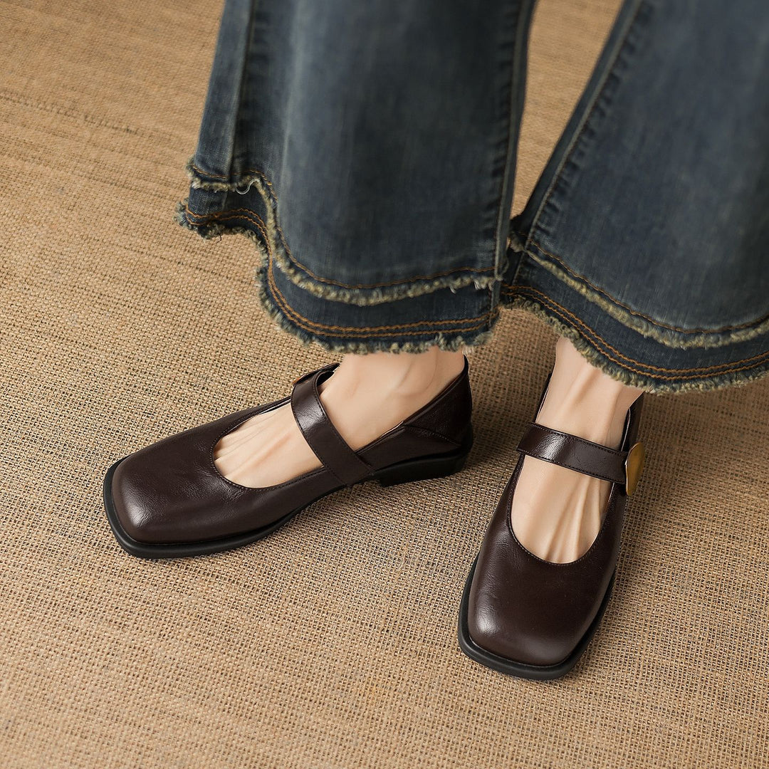 Tiara Mary Jane Leather Flats