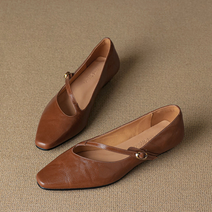 Izla Genuine Leather Mary Jane Flats