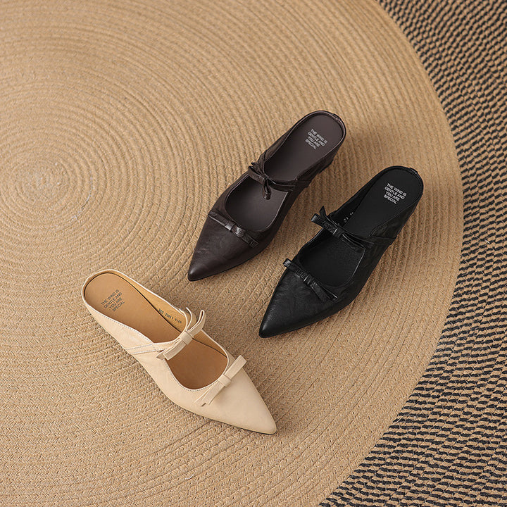Vasko Genuine Leather Pointed-Toe Mules