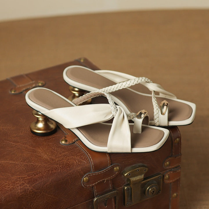 Alvia Genuine Leather Slide Sandals