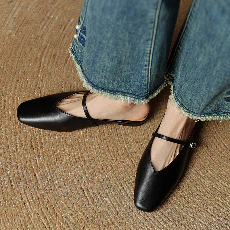 Helia Genuine Leather Mary Jane Mules - Heston Manor