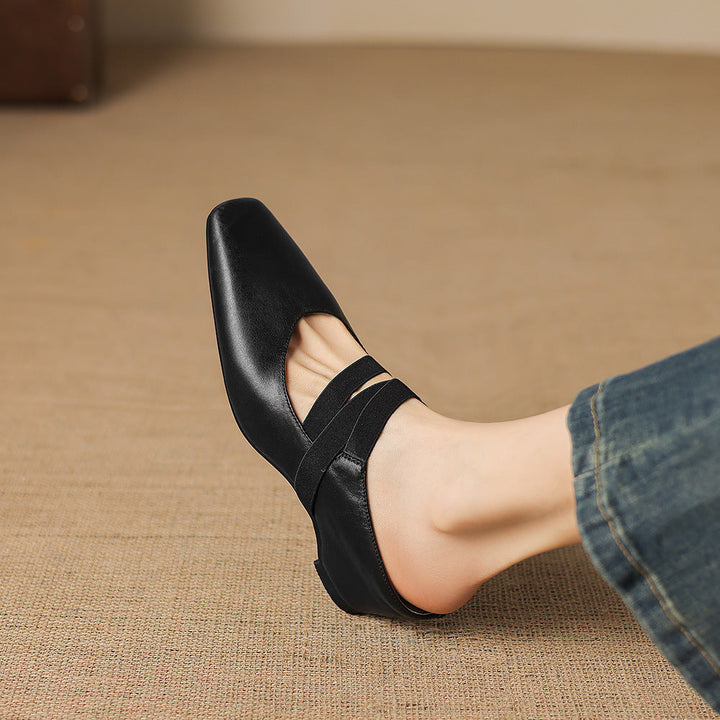 Ovela Genuine Leather Mules