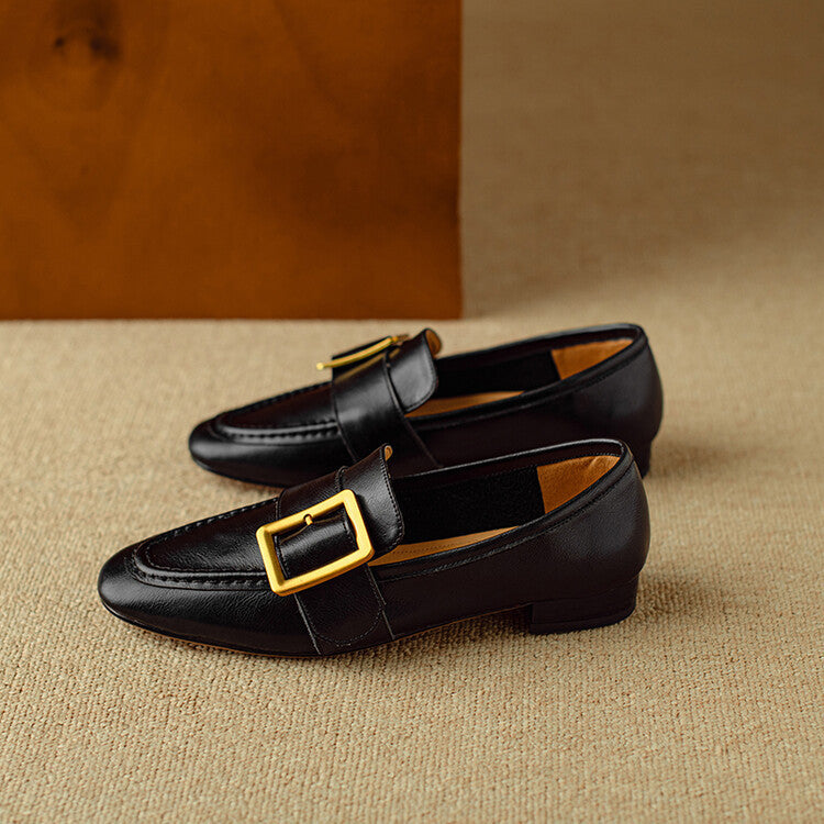 Zaria Buckled Genuine Leather Loafers