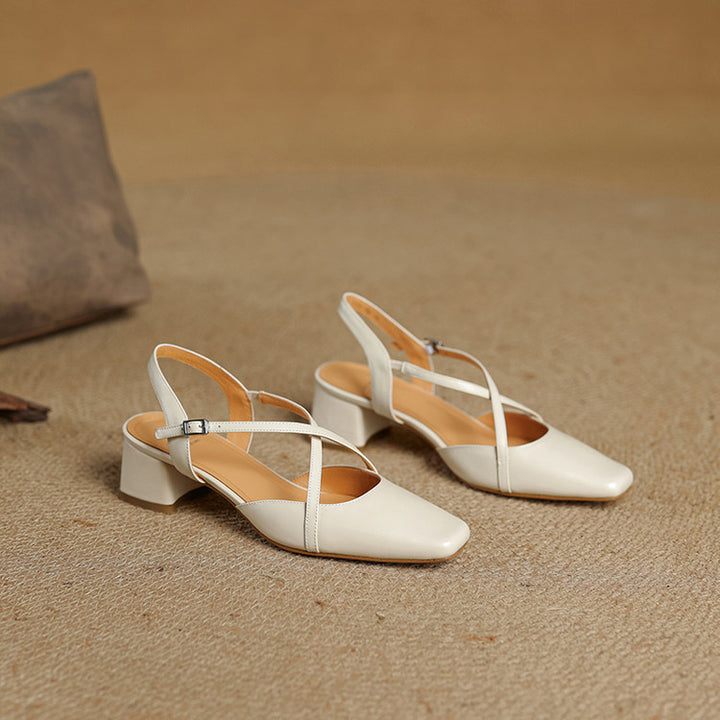 Elsen Genuine Leather Crisscross Strap Heels