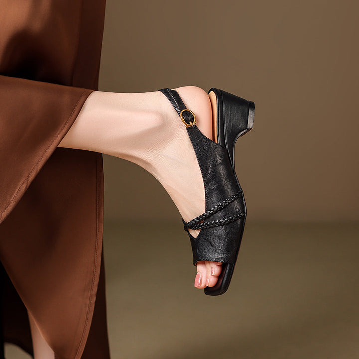 Orina Genuine Leather Slingback Heels