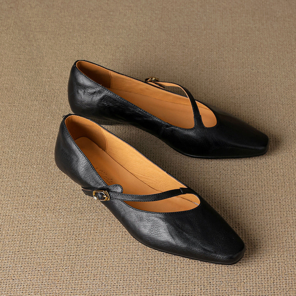 Izla Genuine Leather Mary Jane Flats
