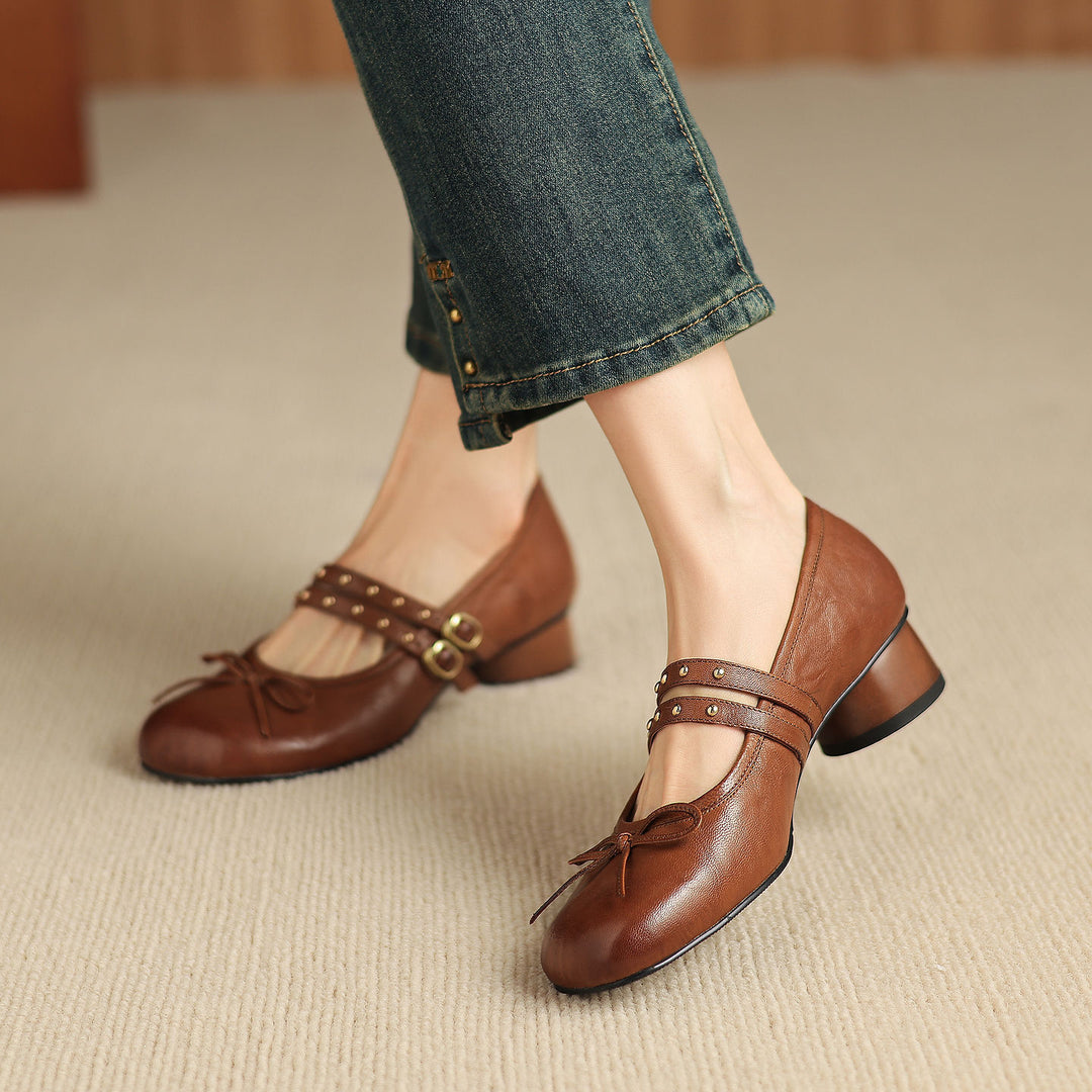 Gilda Genuine Leather Mary Jane Heels