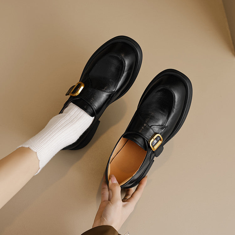 Veza Genuine Leather Buckled Loafers