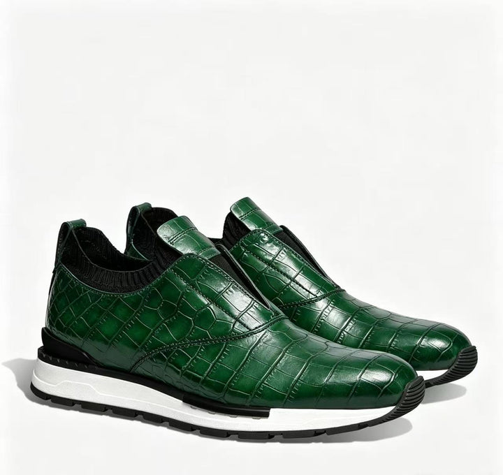 Zorel Cowhide Leather Croc Embossed Shoes