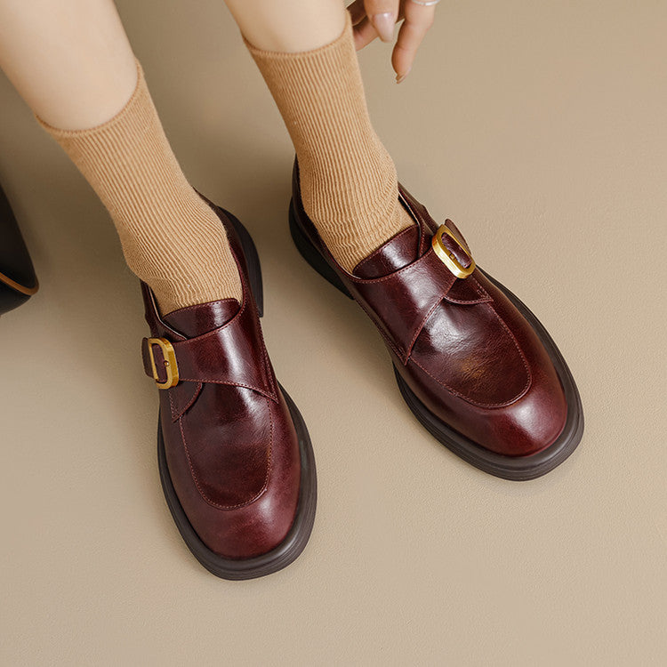 Veza Genuine Leather Buckled Loafers