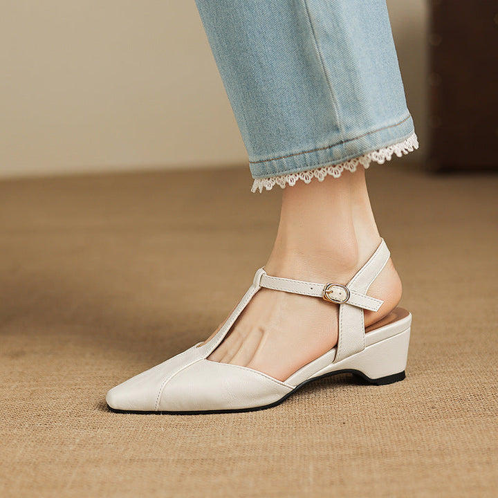 Lisse T-Strap Leather Heels