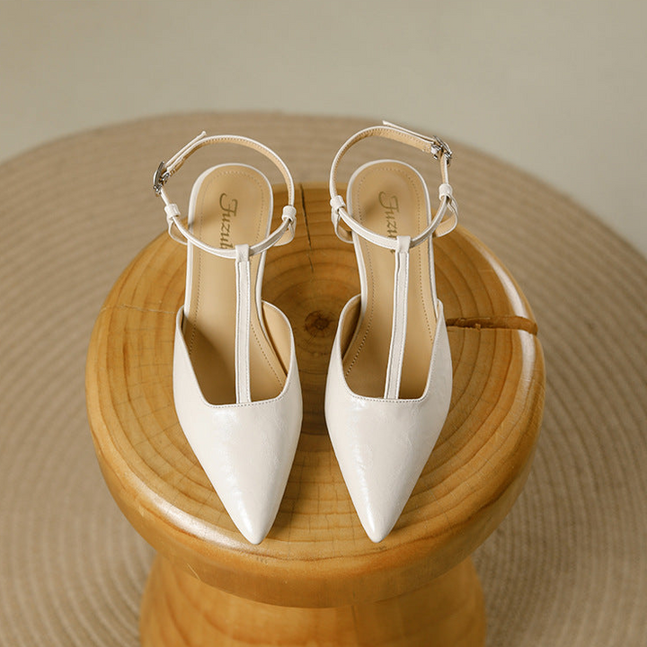 Brina Genuine Leather T-Strap Heels