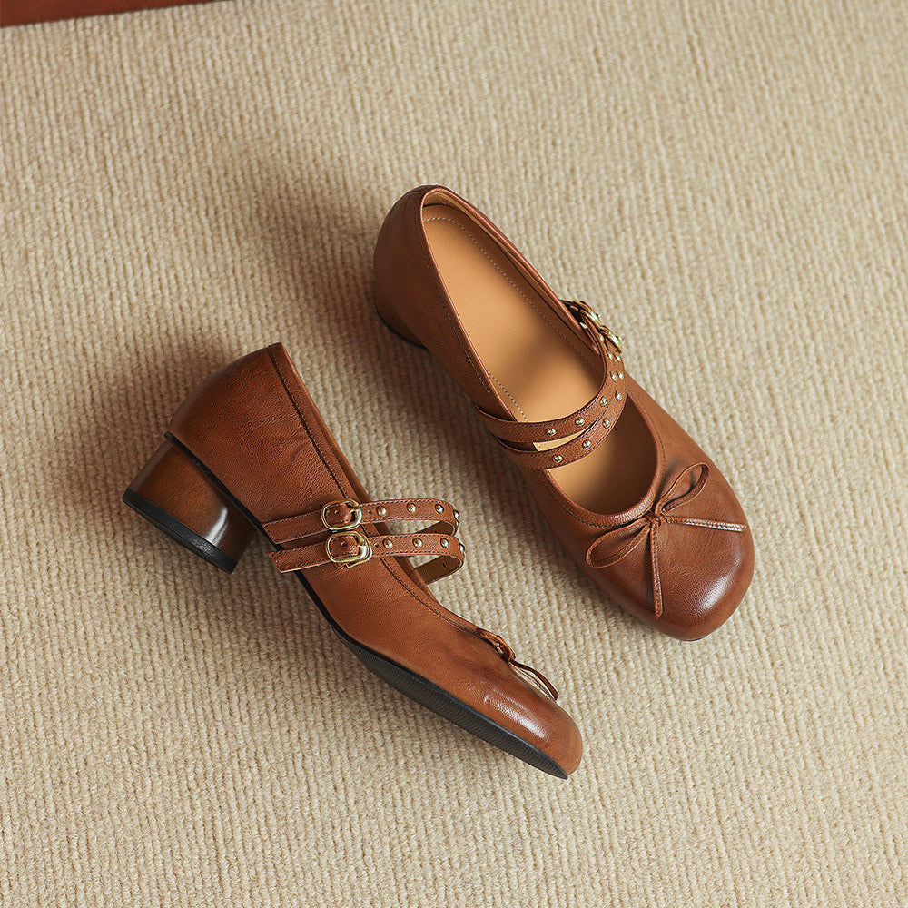 Gilda Genuine Leather Mary Jane Heels