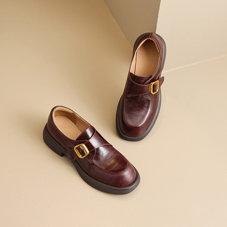 Veza Genuine Leather Buckled Loafers