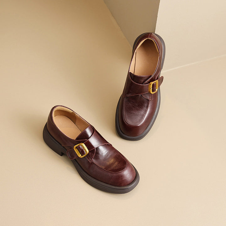 Veza Genuine Leather Buckled Loafers