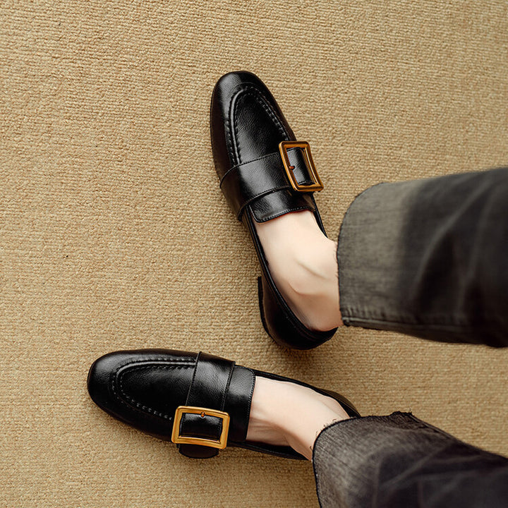 Zaria Buckled Genuine Leather Loafers