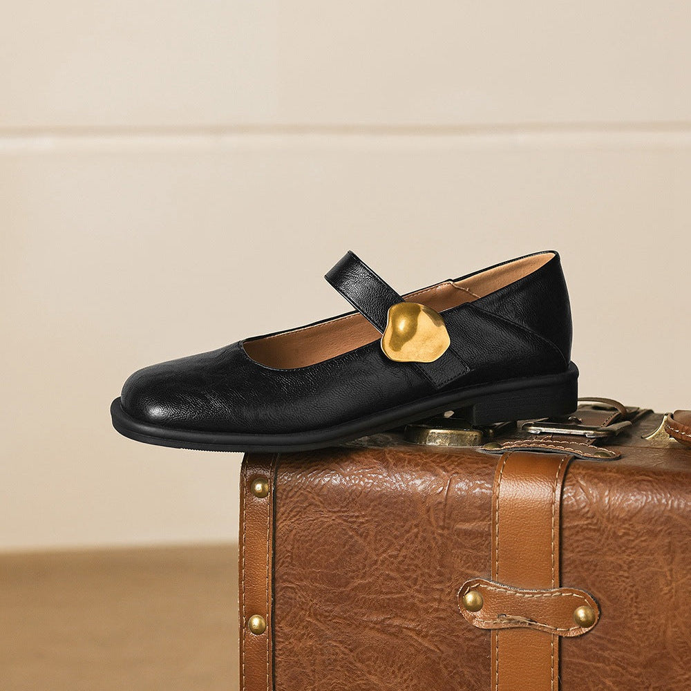 Tiara Mary Jane Leather Flats