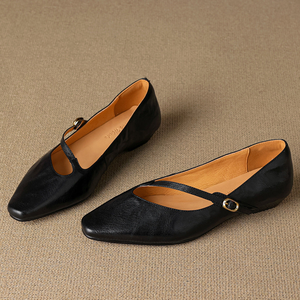 Izla Genuine Leather Mary Jane Flats