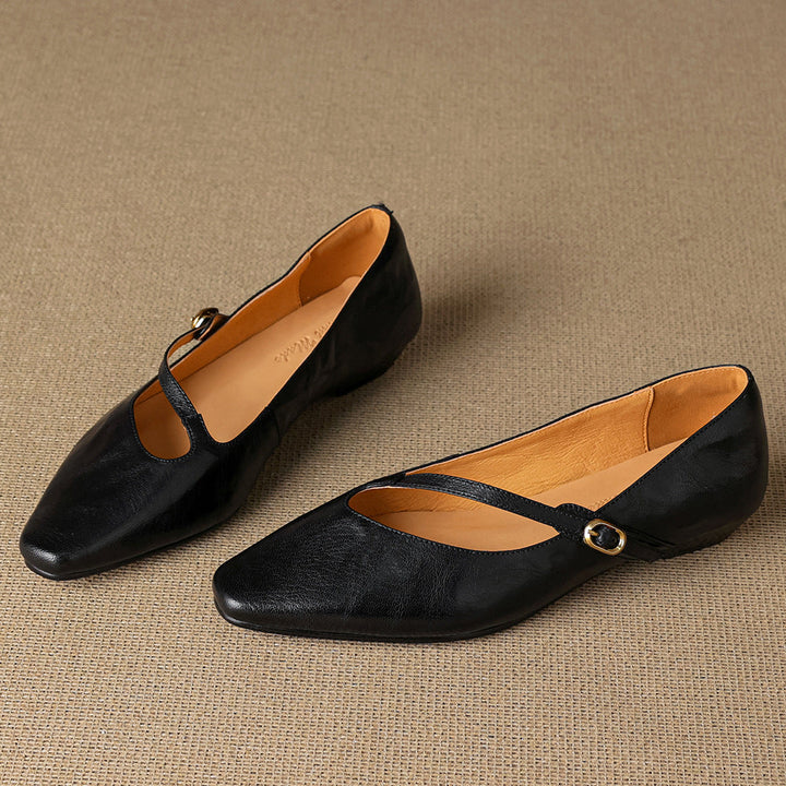 Izla Genuine Leather Mary Jane Flats