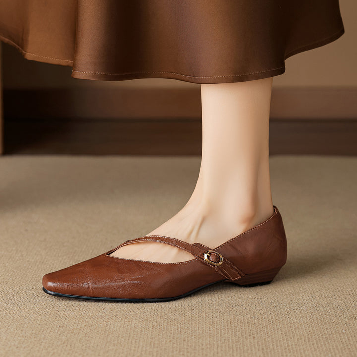Izla Genuine Leather Mary Jane Flats