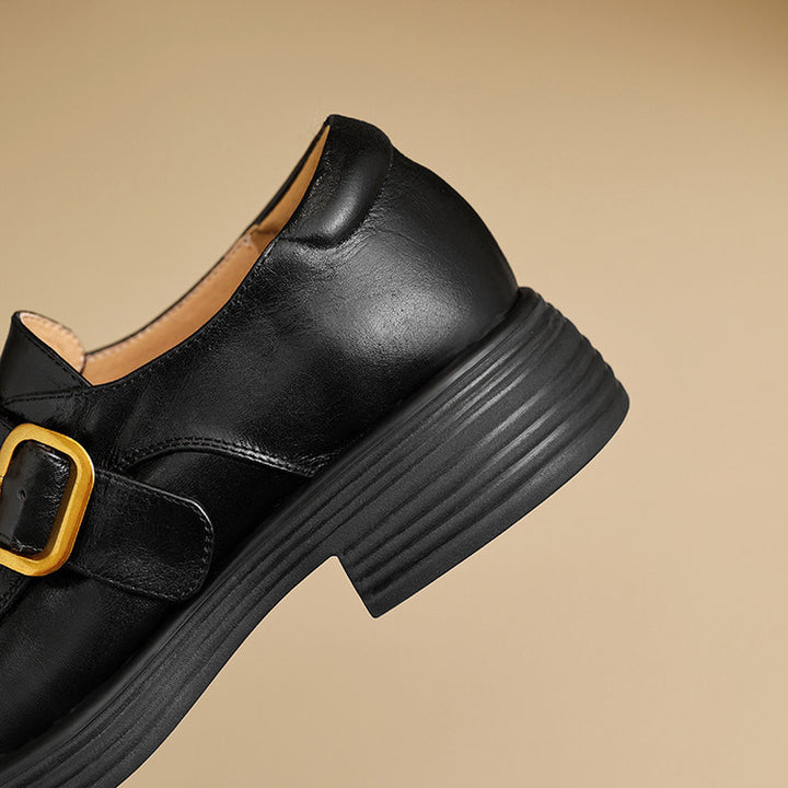 Veza Genuine Leather Buckled Loafers
