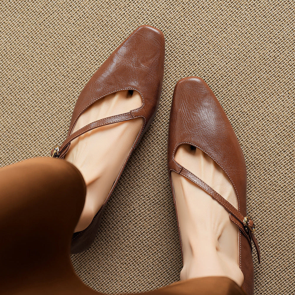 Izla Genuine Leather Mary Jane Flats