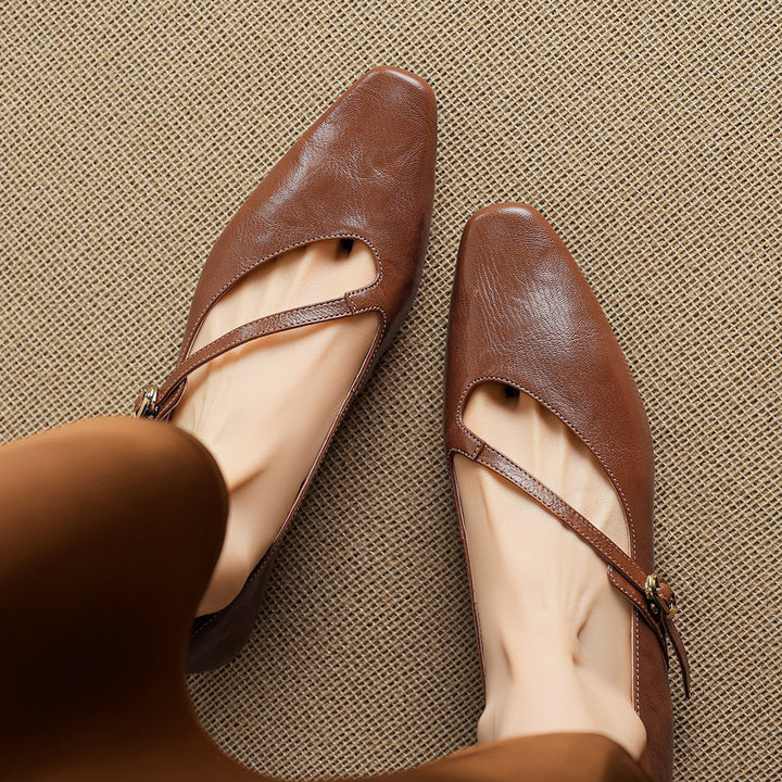 Izla Genuine Leather Mary Jane Flats