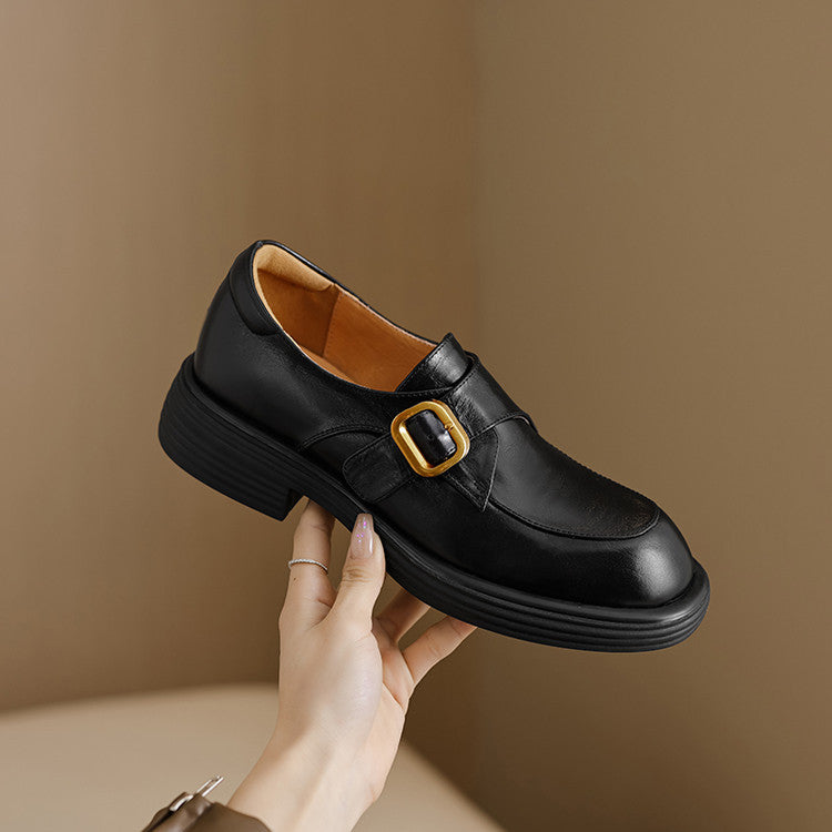 Veza Genuine Leather Buckled Loafers