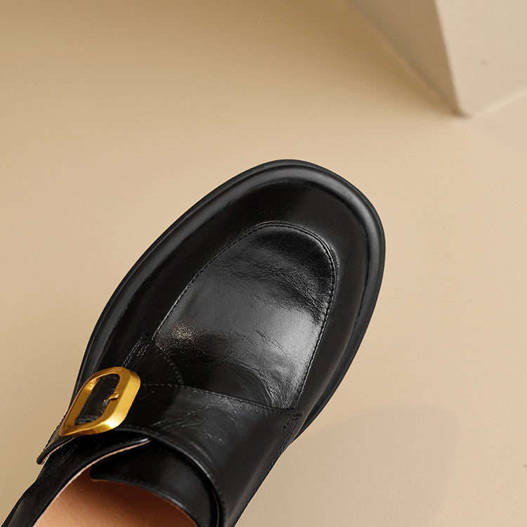 Veza Genuine Leather Buckled Loafers