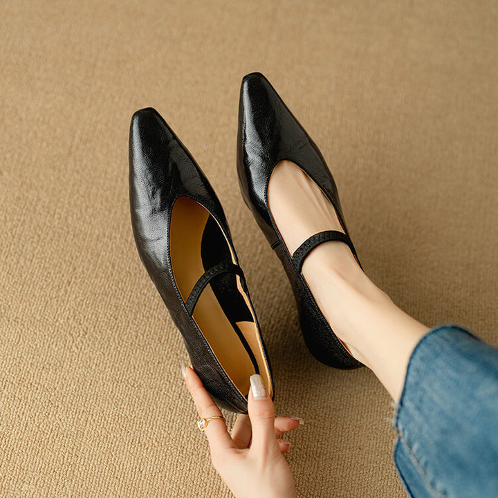 Faela Genuine Leather Mary Jane Pumps