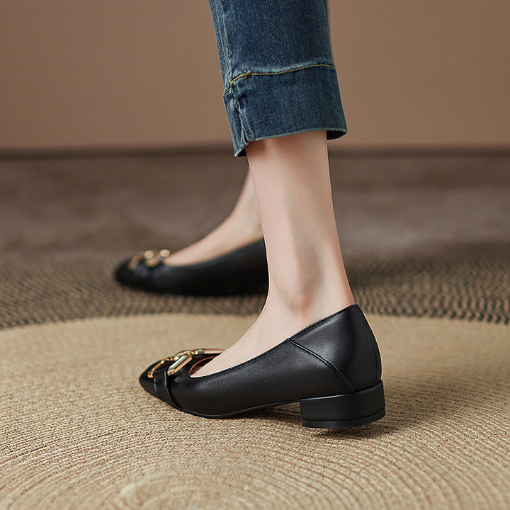 Roxy Premium Leather Square Toe Heels