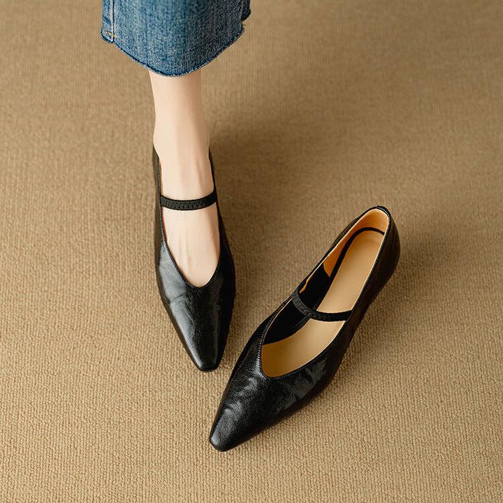 Faela Genuine Leather Mary Jane Pumps