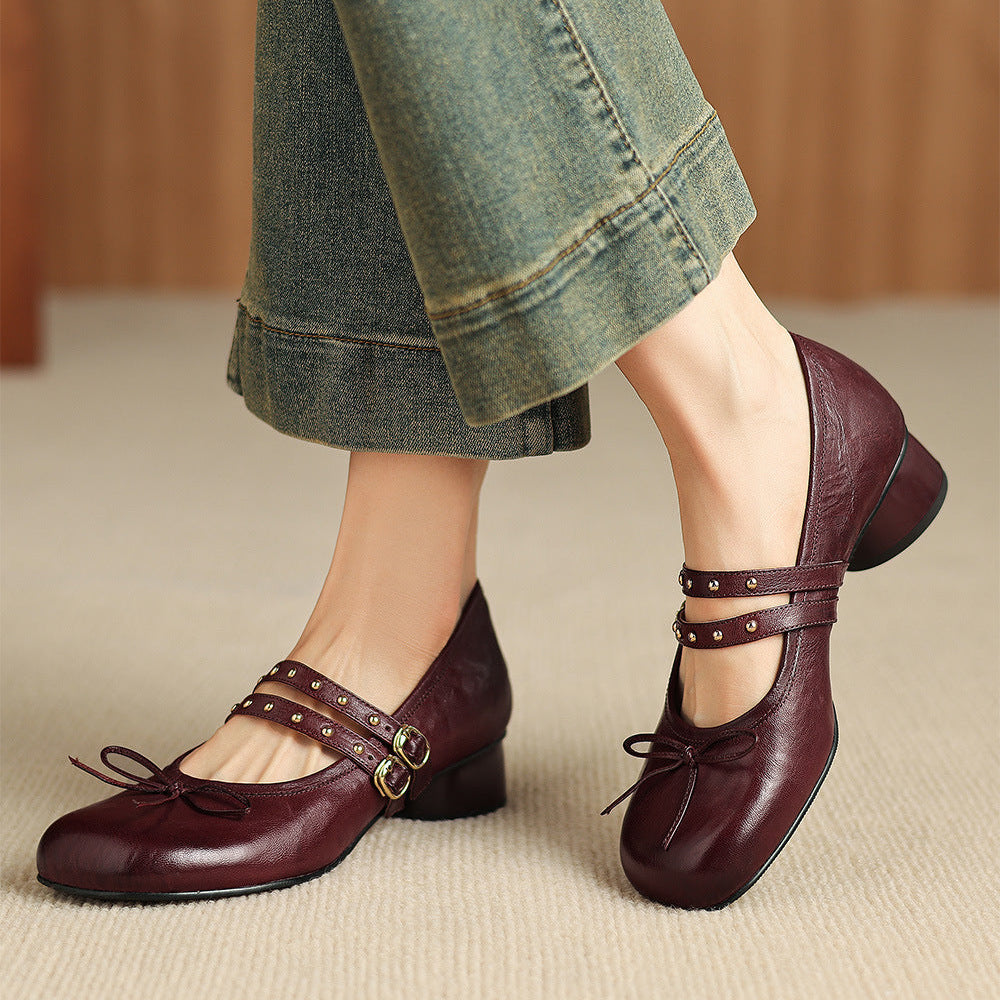 Gilda Genuine Leather Mary Jane Heels
