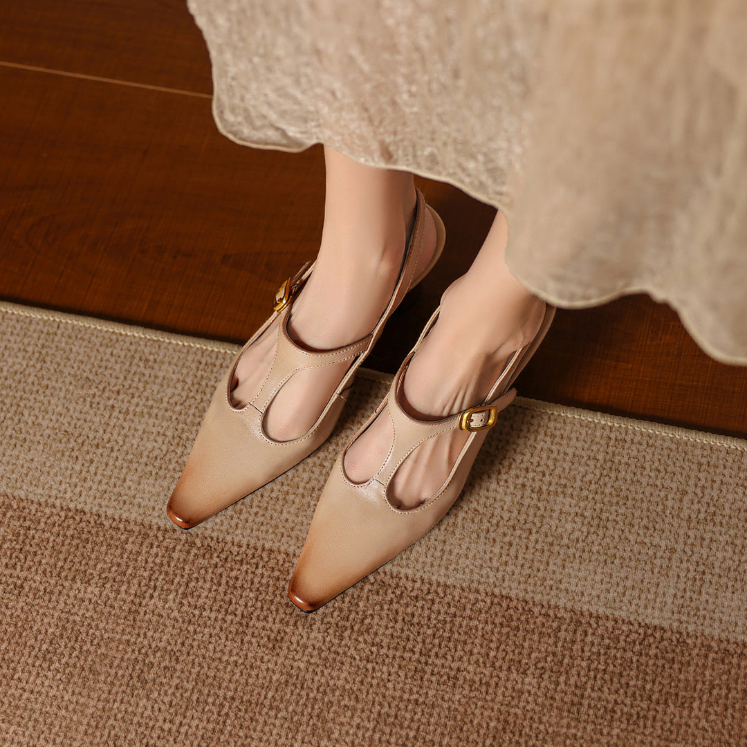 Vesta Genuine Leather T-Strap Heels