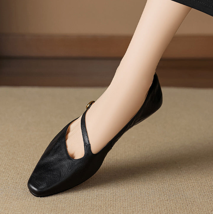 Izla Genuine Leather Mary Jane Flats