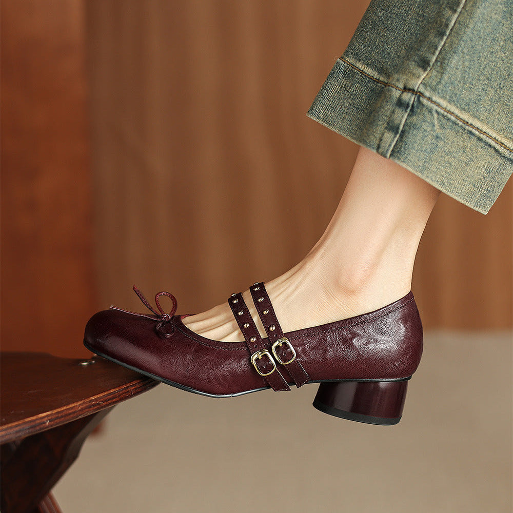 Gilda Genuine Leather Mary Jane Heels