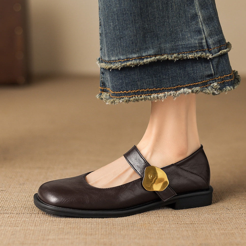 Tiara Mary Jane Leather Flats