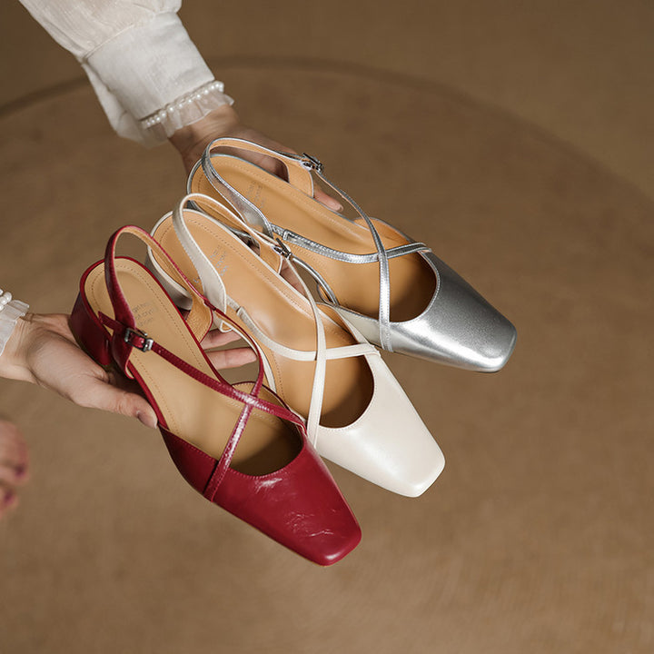 Elsen Genuine Leather Crisscross Strap Heels