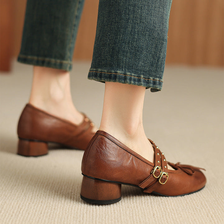 Gilda Genuine Leather Mary Jane Heels