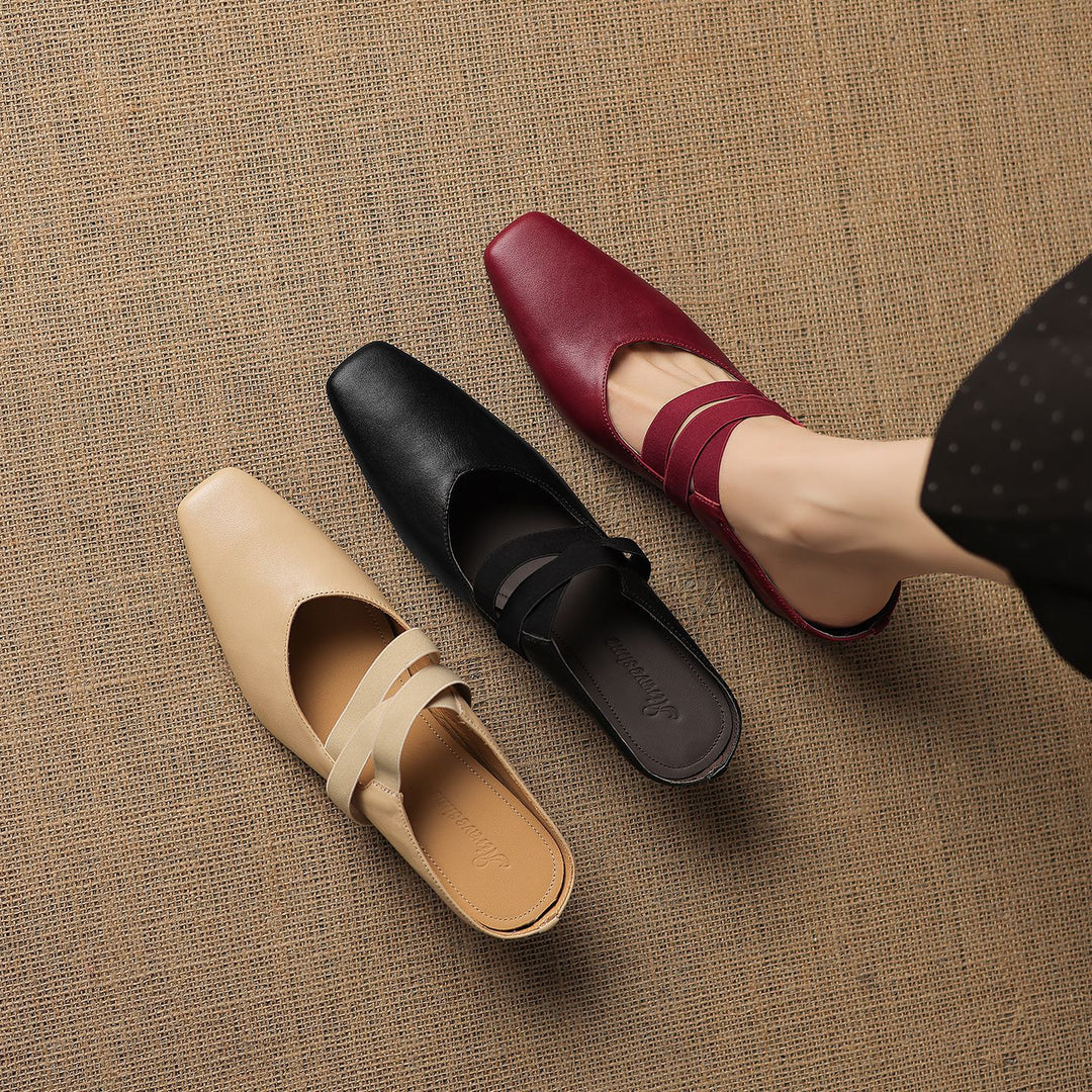 Ovela Genuine Leather Mules